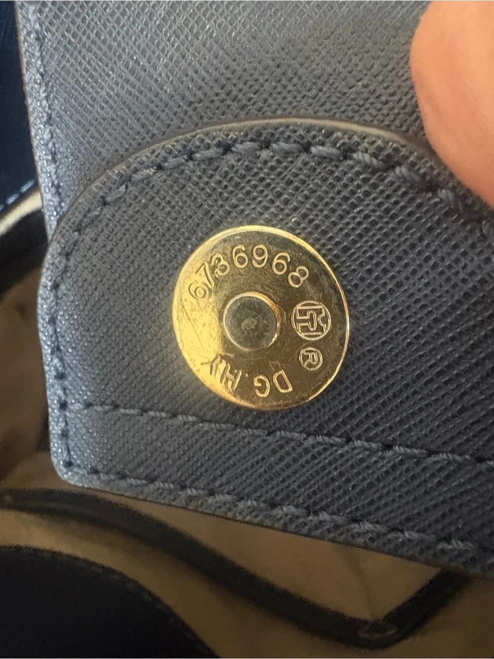 Classic Navy Satchel with Gold Lock Hardware